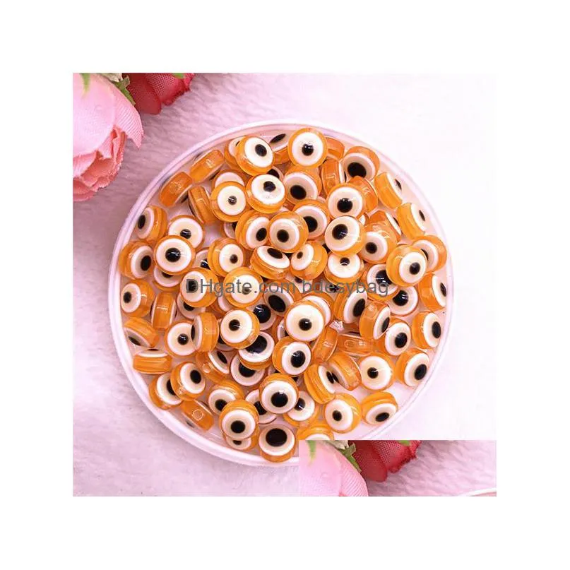 new 50pcs 10mm oval bead evil eye resin spacer beads for jewelry making diy bracelet beads 01