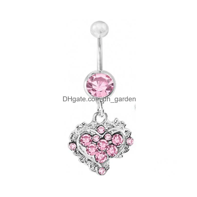 d0433 heart belly navel button ring mix colors