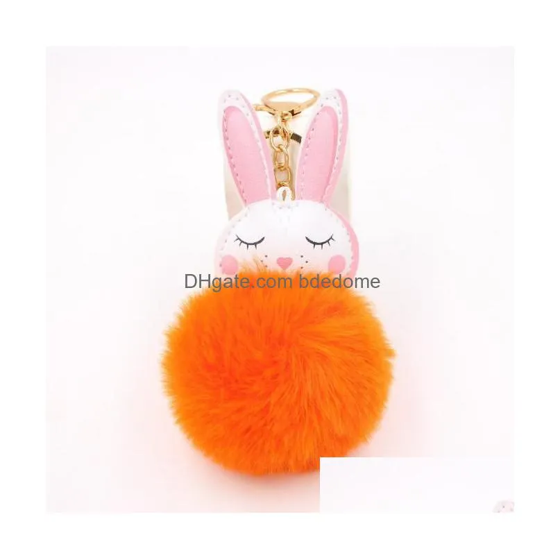 25 Colors Imitation Rabbit Hair Keychain Pattern Pompom Cute Car Key Ring Pendant For Womens Schoolbag Student Purse Accessory Drop De Dhvjr