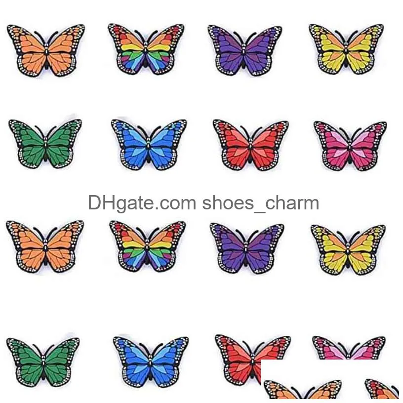 color butterfly print shoe buckle slippers sandals croc charms shoes accessories