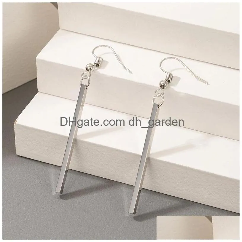 Dangle & Chandelier Dangle Chandelier Simple Stick Drop Earrings For Women New Trendy Sier Color Geoemtry Earring Wedding Je Dhgarden Dhkpm