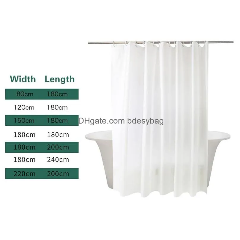 nordic style white bathroom curtains waterproof peva shower curtain thick solid color bathtub mildew bath screens with hook