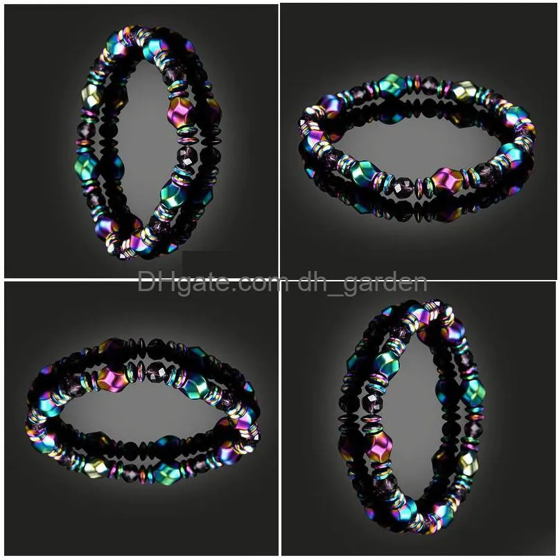 Beaded Mens Healing Rainbow Magnetic Hematite Stone Beads Bracelets Fashion Black Bracelet Jewelry Drop Delivery Jewelry Brac Dhgarden Dhra1