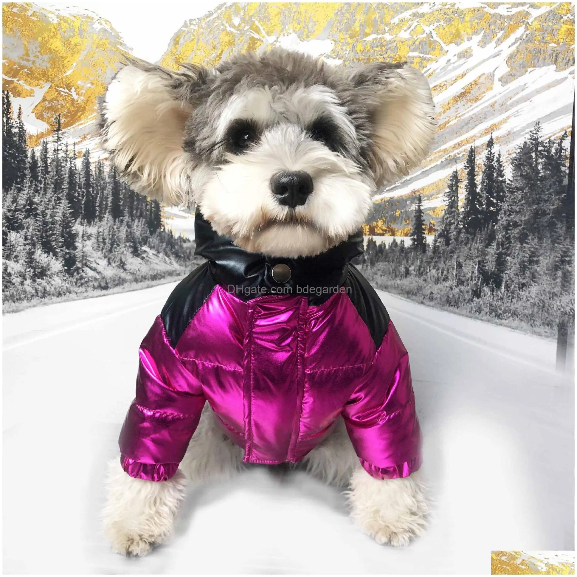 winter popular dog apparel ski suit pet down jacket puffer cool handsome dog coat poodle drop ship 2 colors