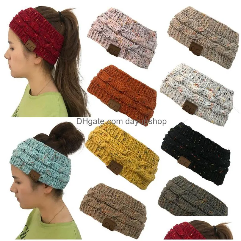 14 Colors Knitted Twist Headband Empty Ponytail Hat Womens Casual Thermal Drop Delivery Dh8Su