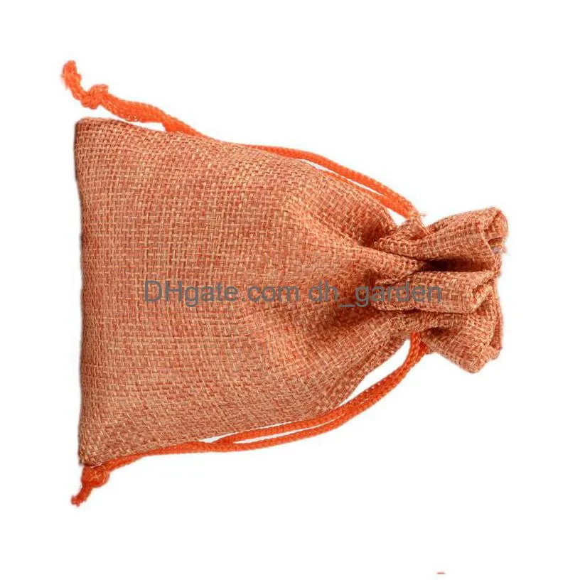 Jewelry Pouches, Bags 7X9Cm 9X12Cm 10X15Cm 13X18Cm Orange Mini Pouch Jute Bag Linen Jewelry Gift Dstring Bags For Wedding Fa Dhgarden Dh0Nh