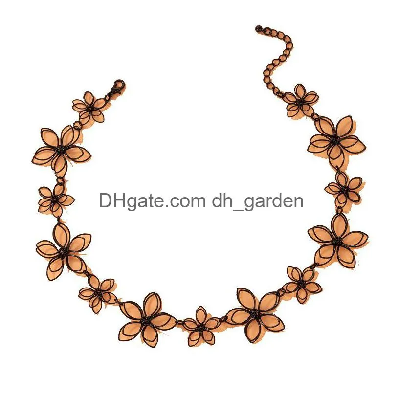 Chokers Ins Trendy Black Flowers Chain Choker Neckalce For Women Hollow Geometry Adjustable Party Jewelry Gift Collar Drop D Dhgarden Dhc9H
