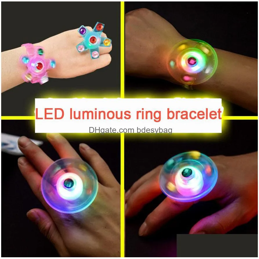 night market luminous party small toys new finger tip gyro spiral new year childrens ring bracelet led flash