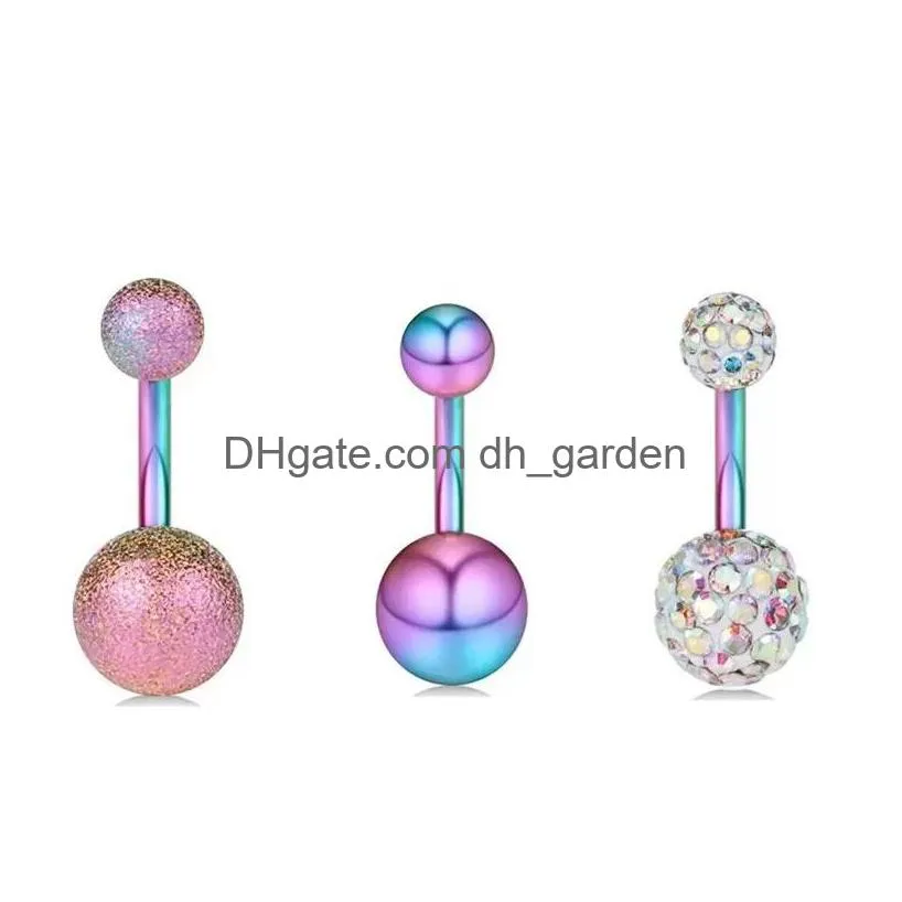 Navel & Bell Button Rings Fashion 5 / 6 Piece Set Of Navel Ring Color Soft Ceramic Nail Stainless Steel Navels Button Punctu Dhgarden Dhuwn