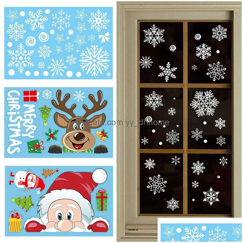 wall stickers christmas window sticker santa claus elk merry decorations for home cristmas ornament decor xmas gifts year 220919