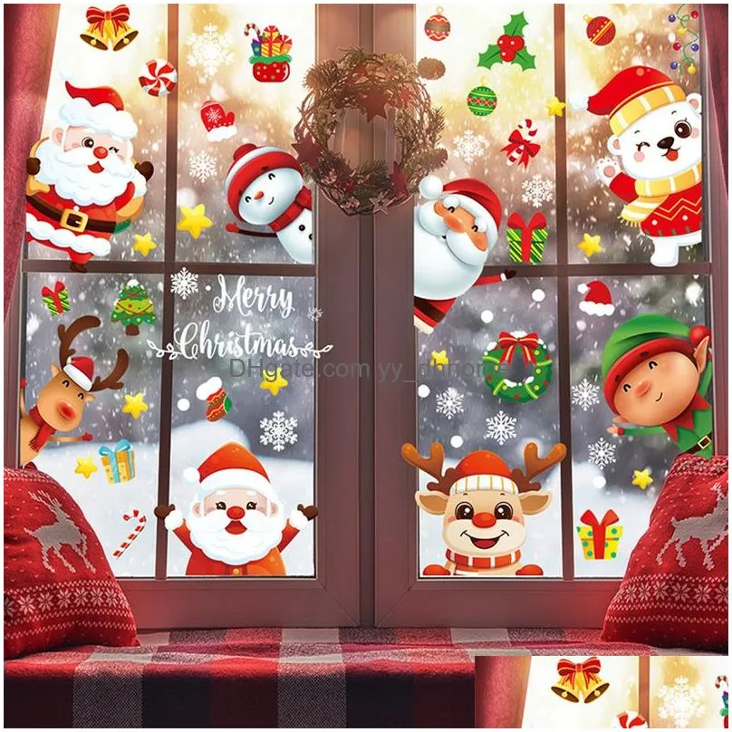 wall stickers christmas santa claus window stickers wall ornaments christmas pendant merry christmas for home decor happy year mirror