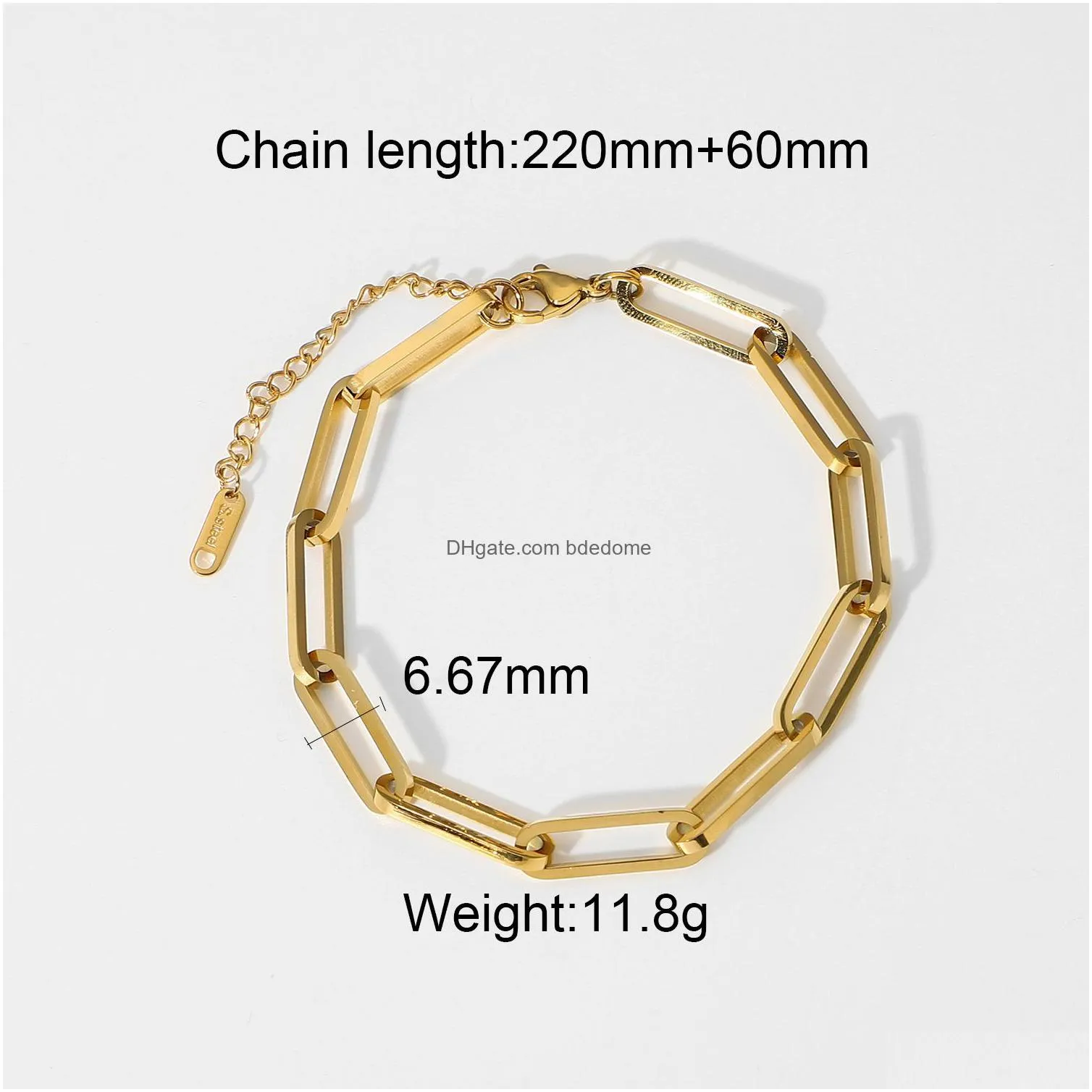 Stainless Steel Cuban Bracelet Vacuum Plated Light Luxury All-Match Titanium Retro Jewelry Drop Delivery Dhgcf