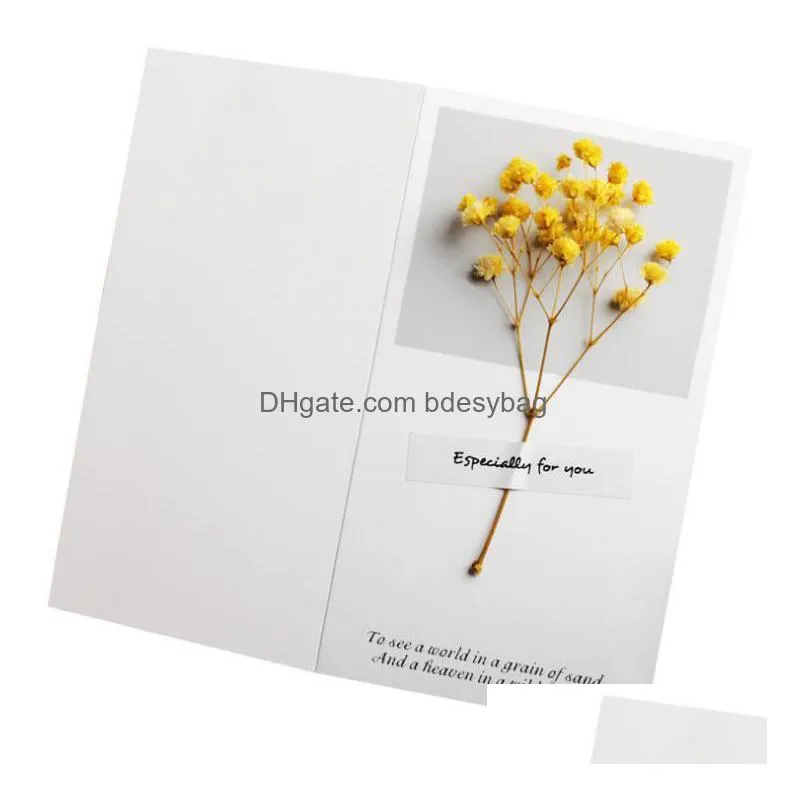 flowers greeting cards gypsophila dried flower handwritten blessing birthday gift card wedding invitations sn298