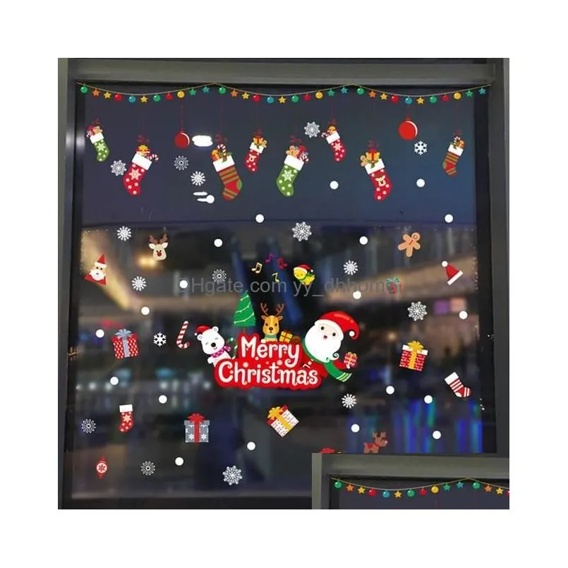 2020 merry christmas window stickers christmas decorations for home wall glass stickers year home decor hh936108635315