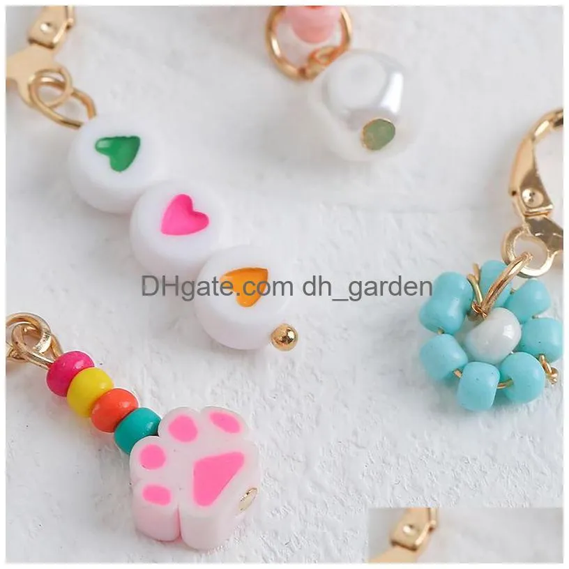 Dangle & Chandelier 4 Pcs/Set Trendy Handmade Beaded Flower Drop Earrings For Women Girls Polymer Clay Cat Paw Resin Heart D Dhgarden Dh1Yp