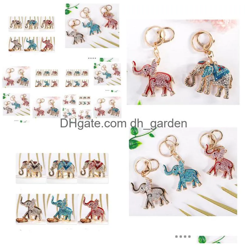 Key Rings Colorf Elephant Car Key Ring Diy Craft Handcraft Rhinestone Crystal Chains Bag Pendant Jewelry Drop Delivery Jewelr Dhgarden Dhyci