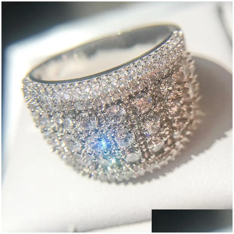 mens silver diamond stones ring high quality fashion wedding engagement rings for women