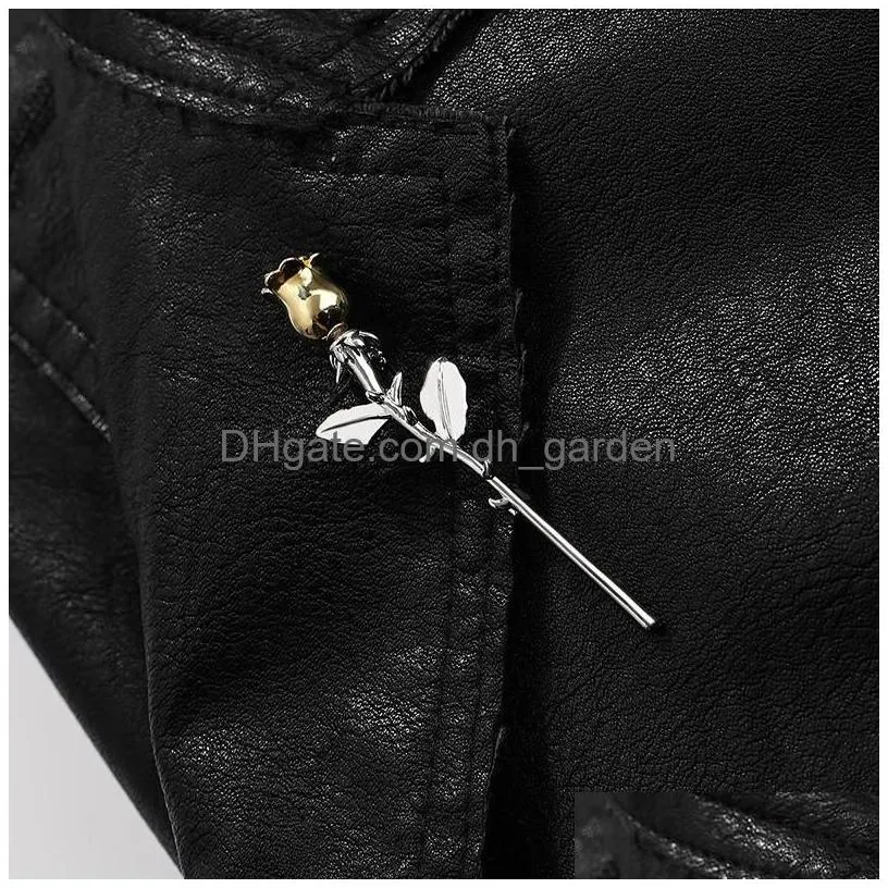 Pins, Brooches Simple Metal Flower Brooches For Women Elegant Fashion 2021 Korea Gold Sier Color Brooch Wedding Jewelry High Dhgarden Dhvax