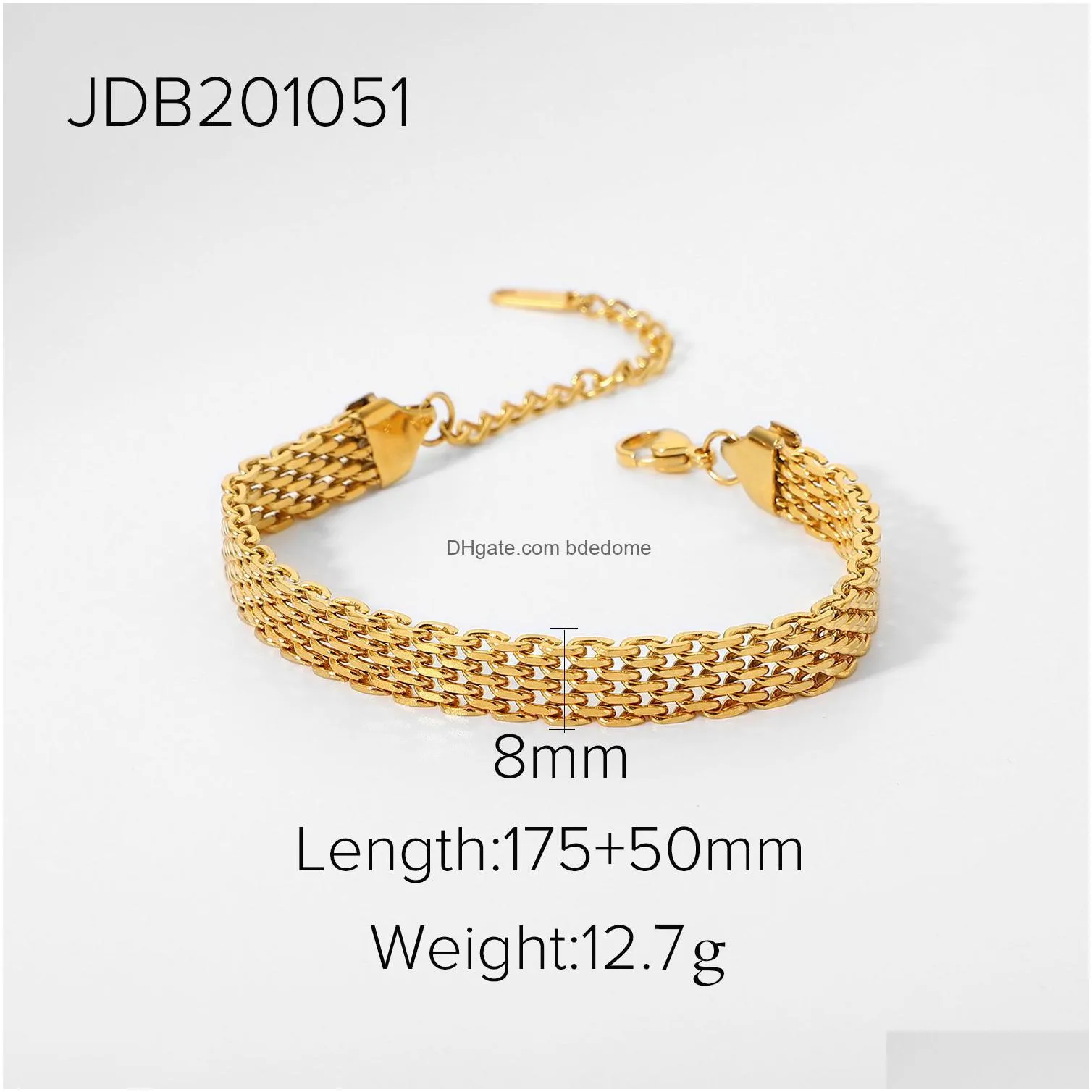 Stainless Steel Cuban Bracelet Vacuum Plated Light Luxury All-Match Titanium Retro Jewelry Drop Delivery Dhgcf