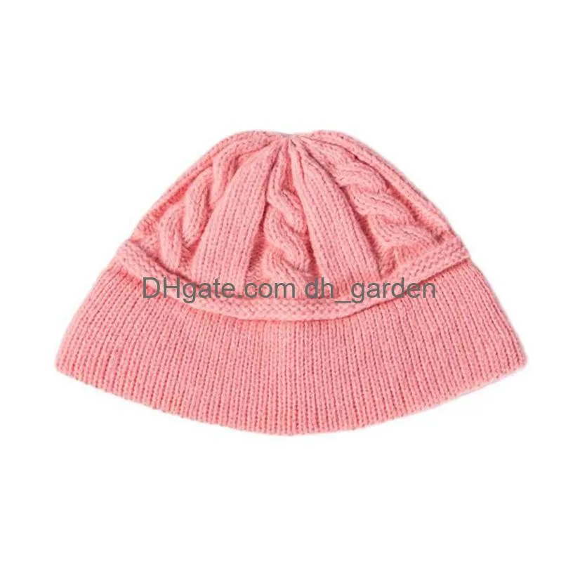 Berets Berets Womens Fashion Casual Twisted Woolen Hat Winter Thicken Warm Outdoor Knitted Women Men Uni Solid Color Hatf Dr Dhgarden Dh5Qo