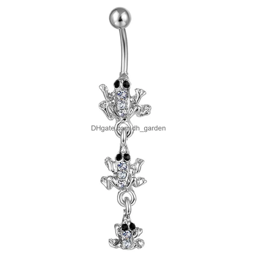 d0019 frogs belly navel button ring mix colors