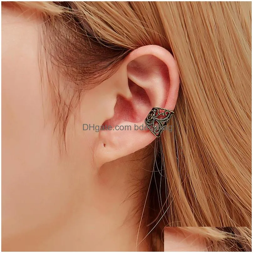 fashion no pierced ear clip cuff wrap earrings leaf feather pendant nonpiercing for women party statement