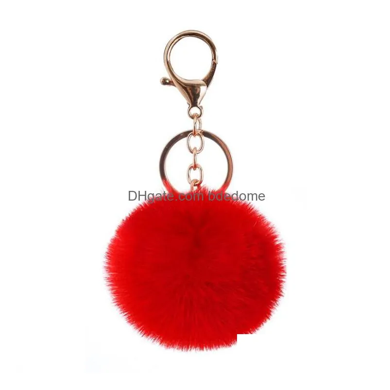 37 Colors 8Cm Imitate Rabbit Fur Ball Keychain Pom Car Handbag Fluffy Faux Key Ring Drop Delivery Dhmhl