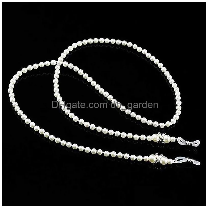 Eyeglasses Chains Fashion White Pearl Beaded Eyeglasses Reading Glasses Sunglass Chain Non Slip Lanyard Cord Holder Rope For Dhgarden Dhmoi