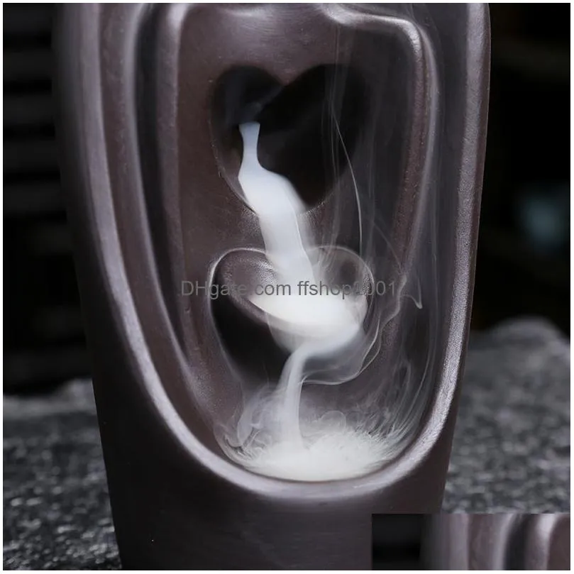 fragrance lamps y purple sand backflow incense ceramic love incense holder smoke waterfall aromatherapy stove home tea decoration crafts