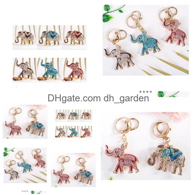 Key Rings Colorf Elephant Car Key Ring Diy Craft Handcraft Rhinestone Crystal Chains Bag Pendant Jewelry Drop Delivery Jewelr Dhgarden Dhyci