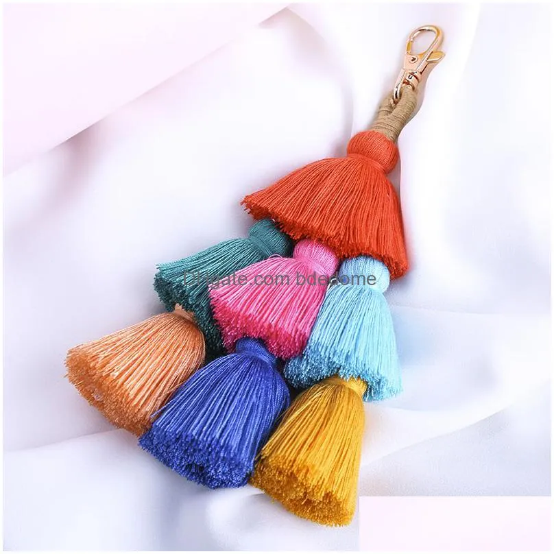 Fashion Bohemia Tassel Key Chain Diy Jewelry Accessories Handmade Ornaments European And American Ethnic Style Bag Pendant Drop Delive Dhfxk