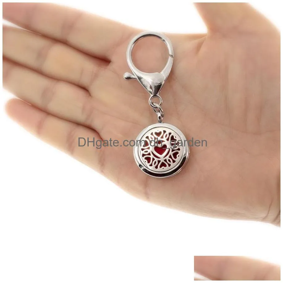 Key Rings Live Love Dream Aroma Key Chain Locket  Oil Per Diffuser With Heart Shape Lobster Clasp Ring 5Pcs Pads Dr Dhgarden Dhljt