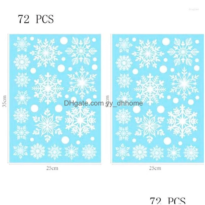wall stickers 72pcs white snowflake christmas glass window sticker decorations for home year gift ldy030