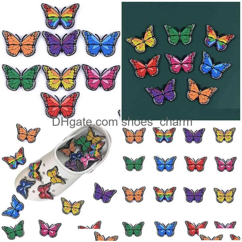 color butterfly print shoe buckle slippers sandals croc charms shoes accessories