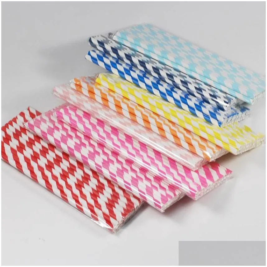 Drinking Straws Coloured Drink Paper Sts Cut Gold Striped 61 Color Eco Friendly Drinking Bobatea Cocktail St Cartoon Glass Reusable St Dhu0V