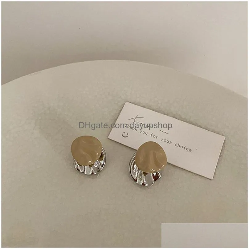 5 Styles Irregar Metal Earrings In Milk Tea Color Simple All-Matching Holiday Gifts For Drop Delivery Dhjna