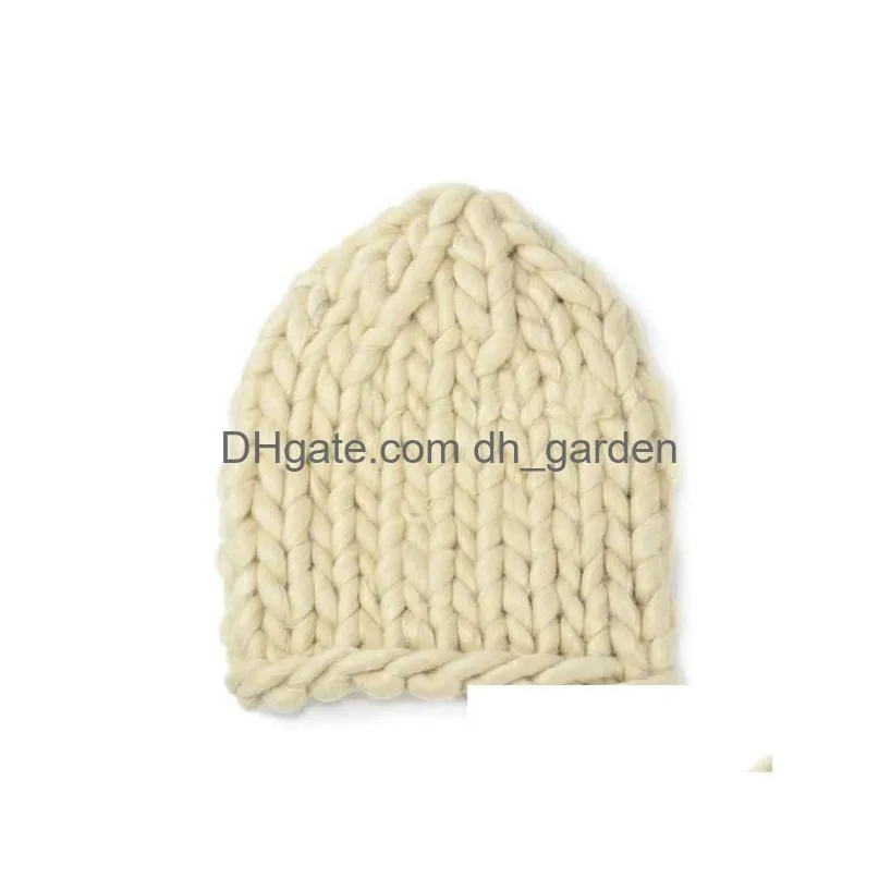 Beanie/Skull Caps Winter Hats Handmade Twist Thick Warm Coarse Lines Hat Womens Knitted Cap Gift Fast Delivery Line Drop Del Dhgarden Dhvdw