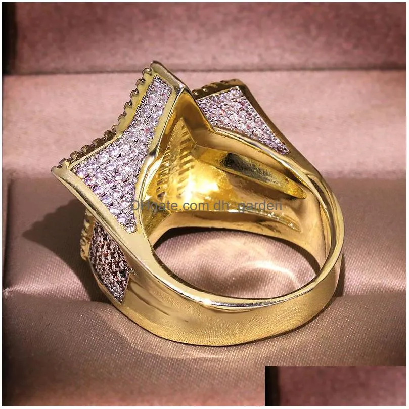 mens iced out gold rings fivepointed star full diamond stones rings hip hop ring jewelry