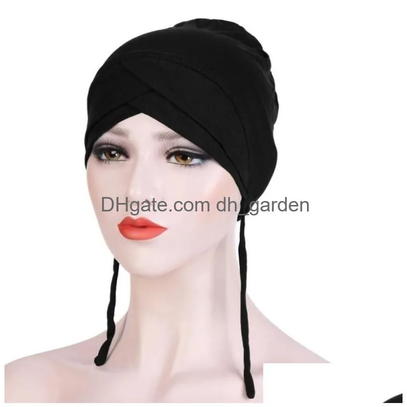 Beanie/Skull Caps Beanie/Skl Caps Muslim Women Turban Inner Hijab India Headscarf Islamic Bonnet Wraps Elastic Musman Turban Dhgarden Dh8V6