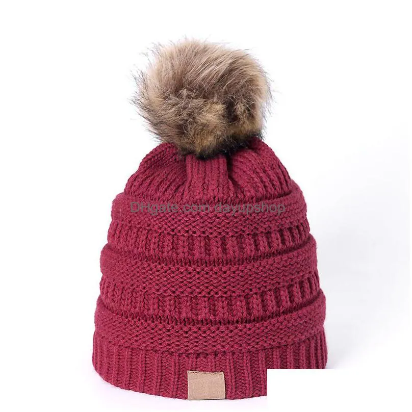 Designer Fall And Winter Wool Knitted Hat Outdoor Thickened Thermal Plover Hairball Christmas Drop Delivery Dhqde