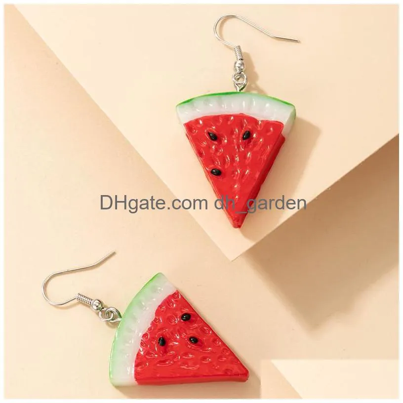 Dangle & Chandelier Dangle Chandelier Fahsion Watermelon Resin Drop Dangel Earrings For Women Cute Fruit Metal Statement Par Dhgarden Dht0U