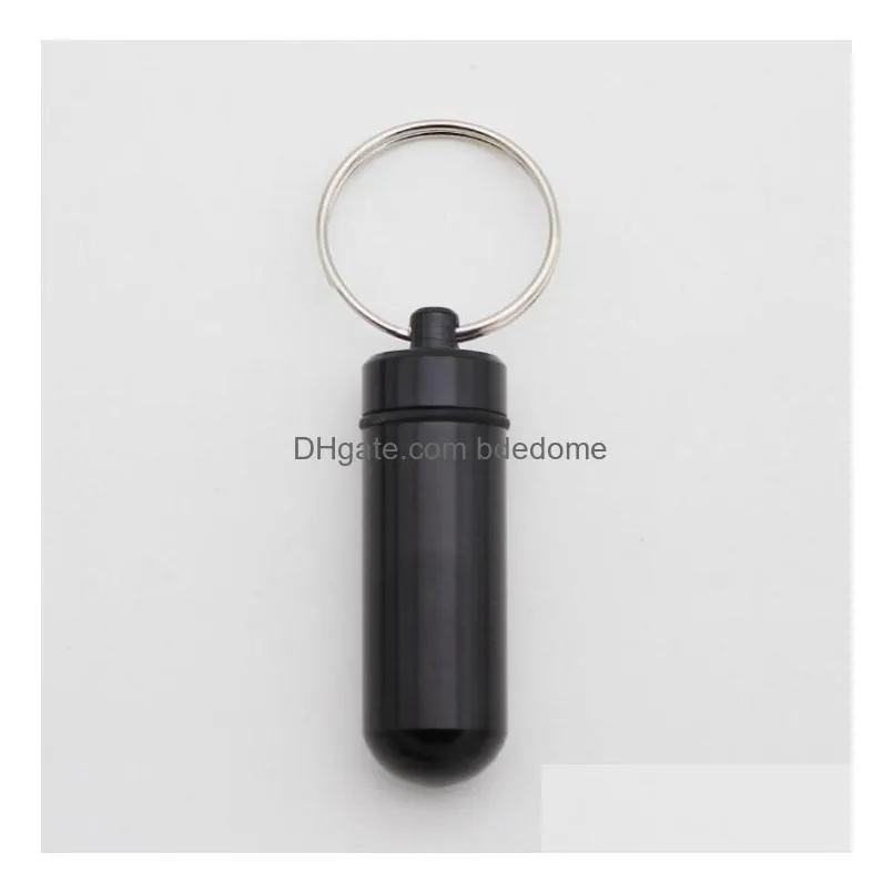 7 Colors Metal Container Keychain Aluminum Pill Box Holder Portable Mtifunction First Aid Pills Key Chain Bottles Keyring Seal Kit Dro Dhbyg