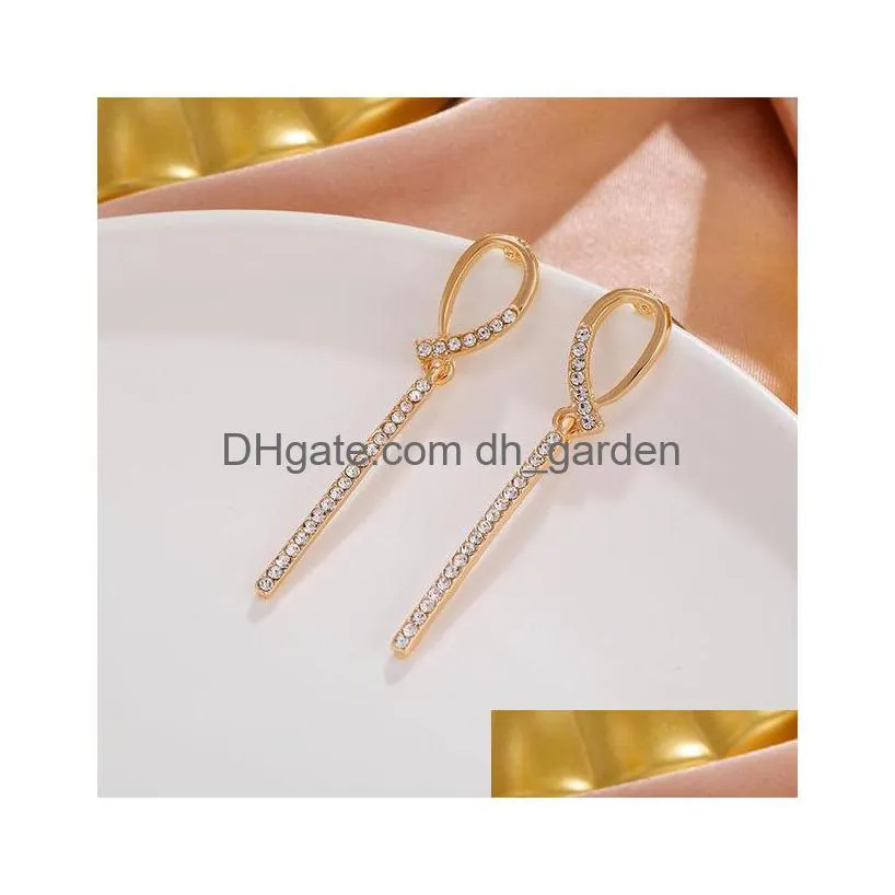 Dangle & Chandelier New Fashion Long Dangle Earrings For Women Girls 2021 Vintage Gold Color Korean Drop Jewelry Drop Delive Dhgarden Dhcf8