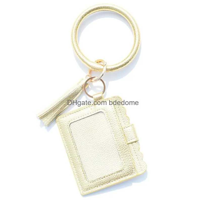Fashion Monogram Leopard And Snakeskin Leather Bracelet Keychain Credit Card Wallet Wristlet Tassel Coin Drop Delivery Dhpz3