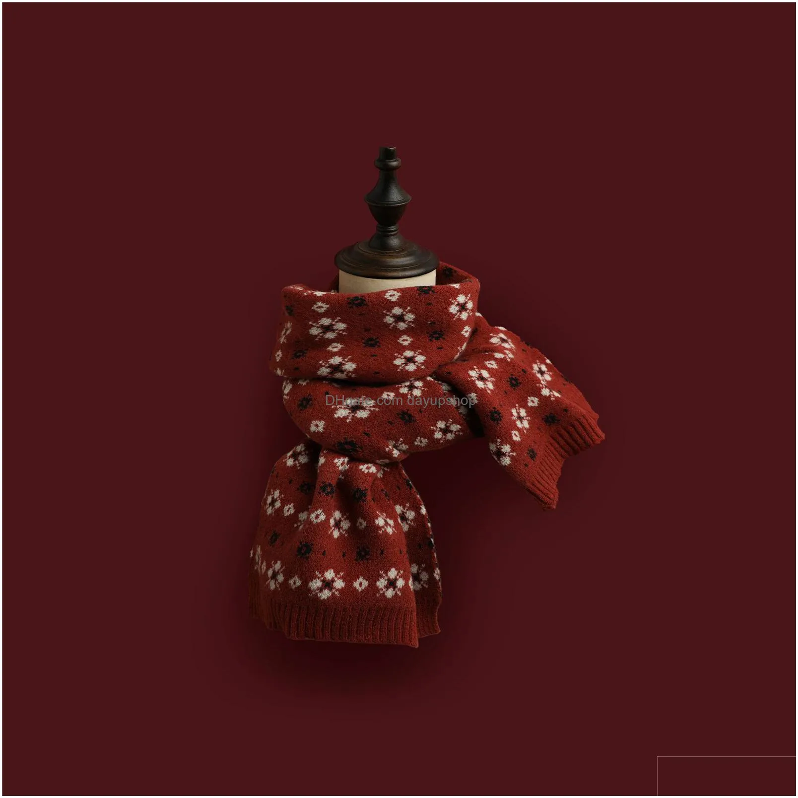 17 Styles Fashion Christmas Knitted Scarf Elk Snowflake Tree Red Wool Lovers Gift Drop Delivery Dhabo