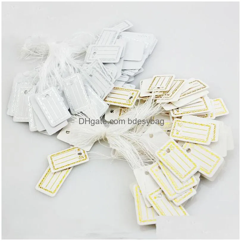 100pcs/lot business signs kraft paper tags label luggage wedding note addstring diy blank price hang tag kraft gift silver gold colors