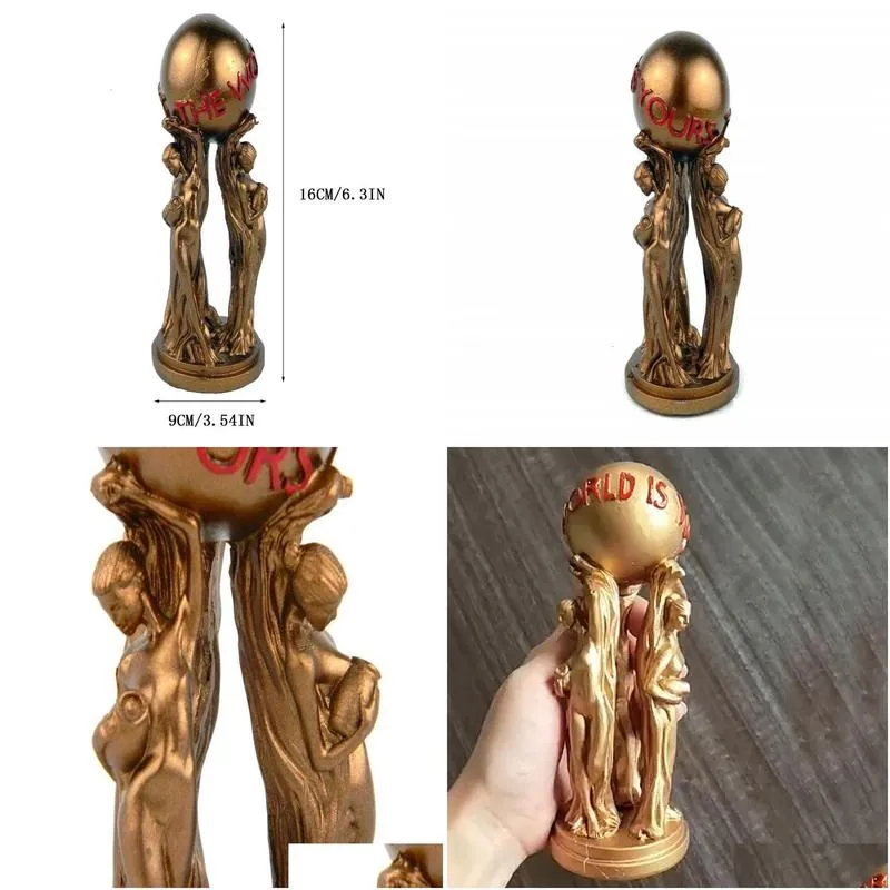 Decorative Objects Figurines The World Is Yours Resin Statue Ornaments Miniatures Home Decoration Crafts Office Desktop Sculpture Collectible Figurine