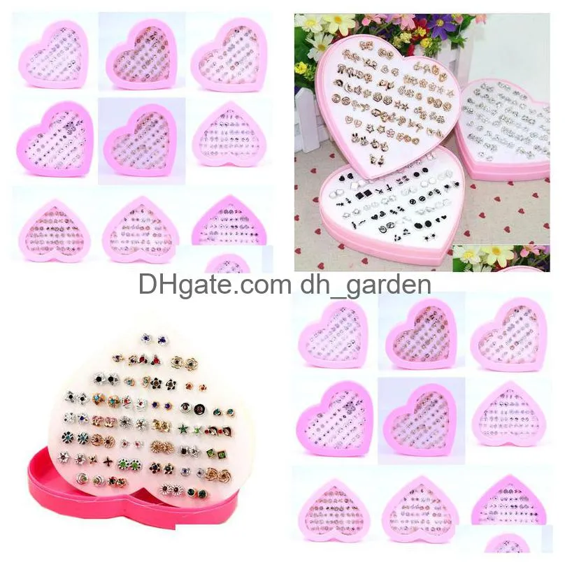 Stud Wholesale 36Pairs One Set Acrylic Plastic Earring Stud With Display Box Drop Delivery Jewelry Earrings Dhgarden Dhpfa