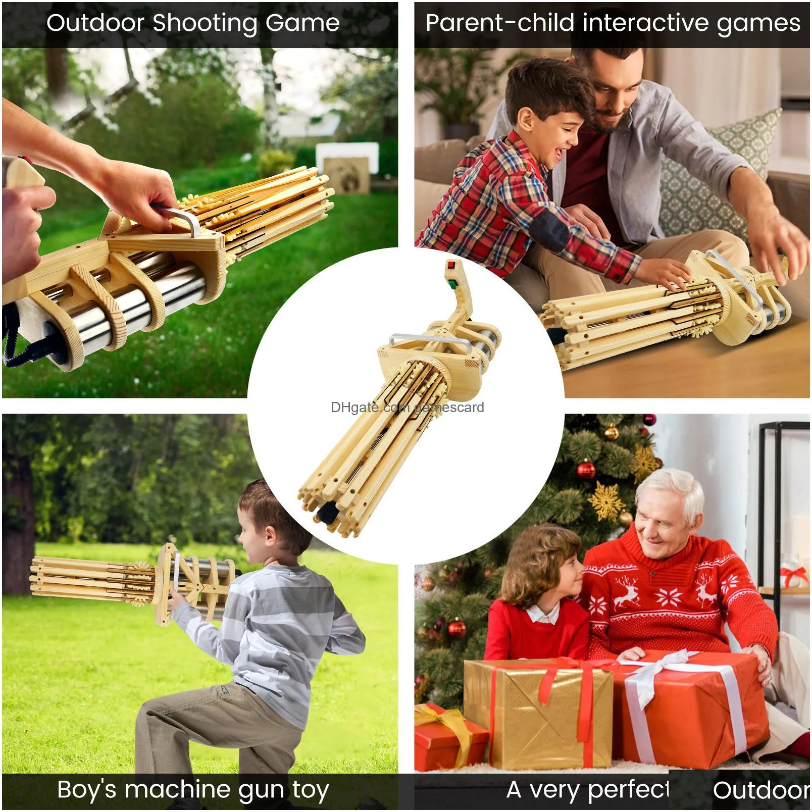 Gbandgun Rubber Band Gun Toy Pistol For Boys 156 Consecutive Ss Wood Gatling Hine Indoor Outdoor Games And Pretend Drop Delivery Dhzmb