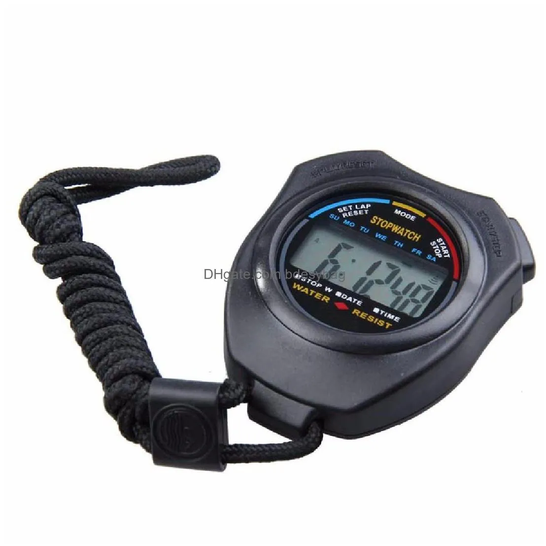 abs waterproof digital timer professional handheld lcd chronograph handheld sports stopwatch stop watch with string